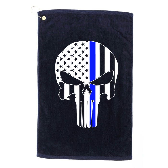 Police USA Skull Thin Blue Line Platinum Collection Golf Towel