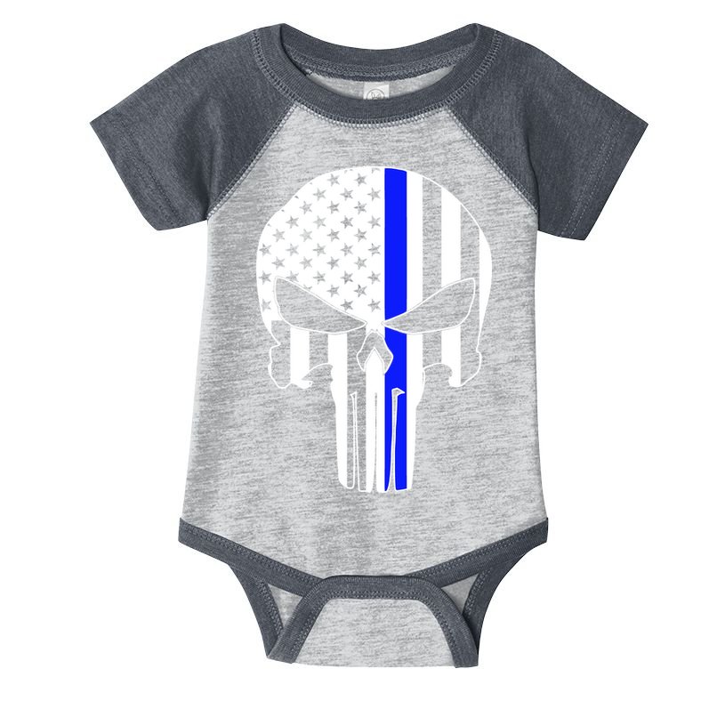 Police USA Skull Thin Blue Line Infant Baby Jersey Bodysuit
