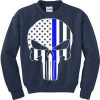 Police USA Skull Thin Blue Line Kids Sweatshirt