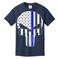 Police USA Skull Thin Blue Line Kids T-Shirt