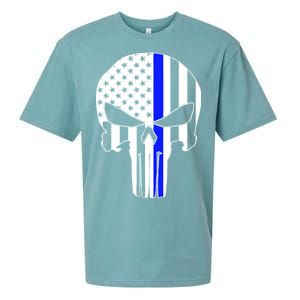 Police USA Skull Thin Blue Line Sueded Cloud Jersey T-Shirt