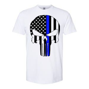 Police USA Skull Thin Blue Line Softstyle CVC T-Shirt