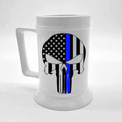 Police USA Skull Thin Blue Line Beer Stein