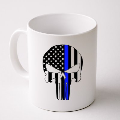 Police USA Skull Thin Blue Line Coffee Mug