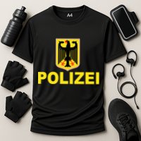 Polizei German Flag Cooling Performance Crew T-Shirt