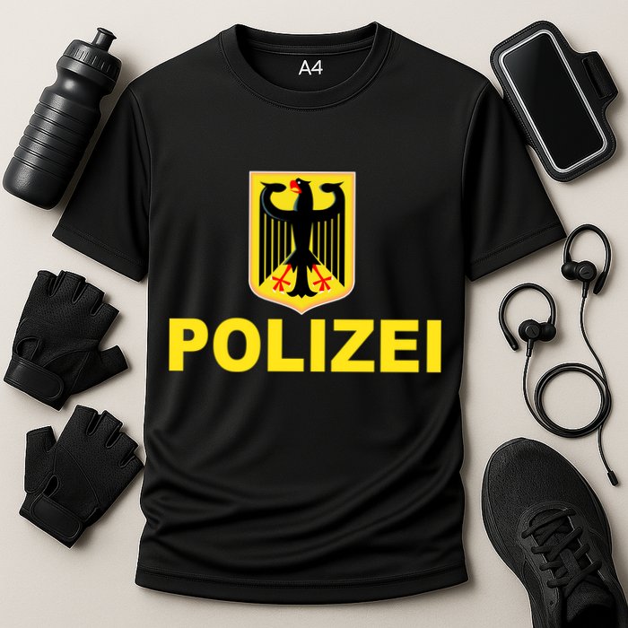 Polizei German Flag Cooling Performance Crew T-Shirt