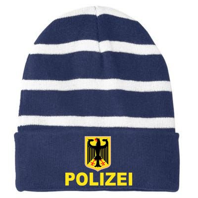 Polizei German Flag Striped Beanie with Solid Band