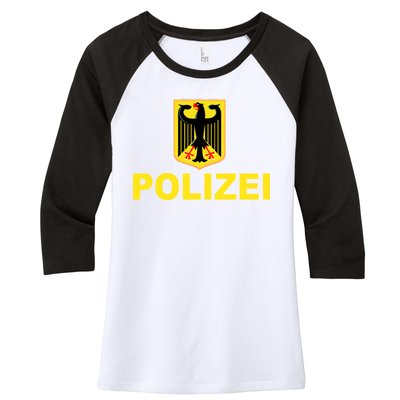 Polizei German Flag Women's Tri-Blend 3/4-Sleeve Raglan Shirt