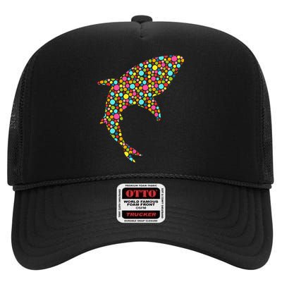 Polka Dot Shark International Dot Day High Crown Mesh Back Trucker Hat