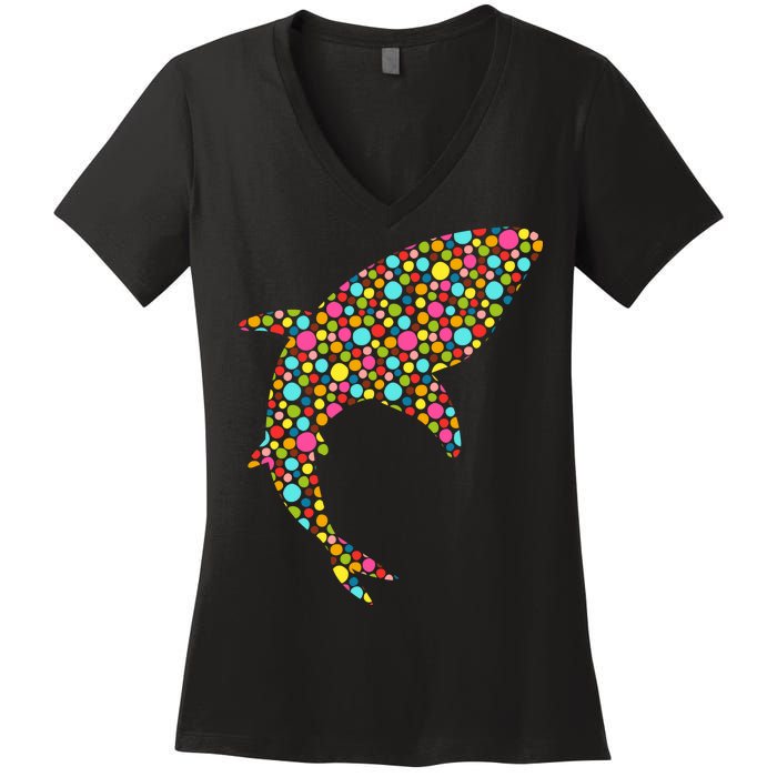 Polka Dot Shark International Dot Day Women's V-Neck T-Shirt