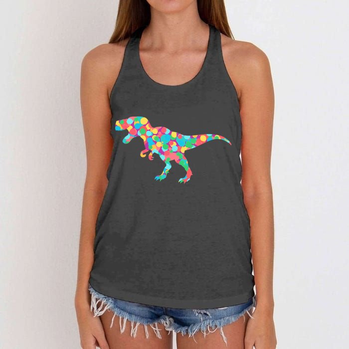 Polka Dot T-Rex International Dot Day Women's Knotted Racerback Tank