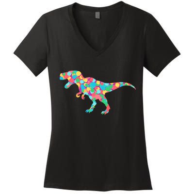 Polka Dot T-Rex International Dot Day Women's V-Neck T-Shirt