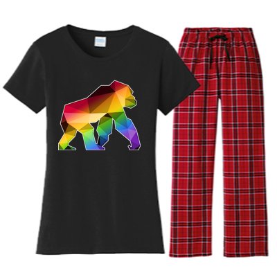 Polygon Crystal Gorilla  Women's Flannel Pajama Set