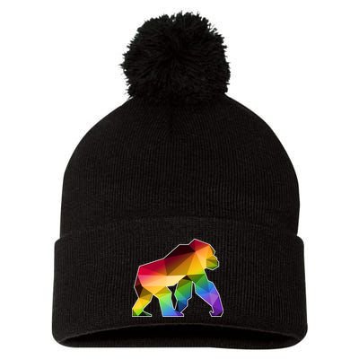 Polygon Crystal Gorilla  Pom Pom 12in Knit Beanie