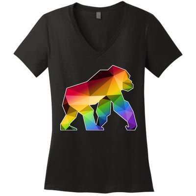 Polygon Crystal Gorilla  Women's V-Neck T-Shirt