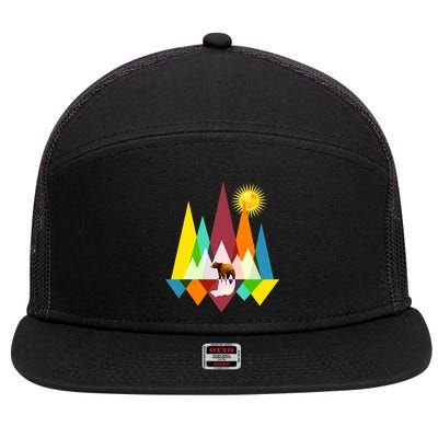 Polygon Wilderness Bear 7 Panel Mesh Trucker Snapback Hat