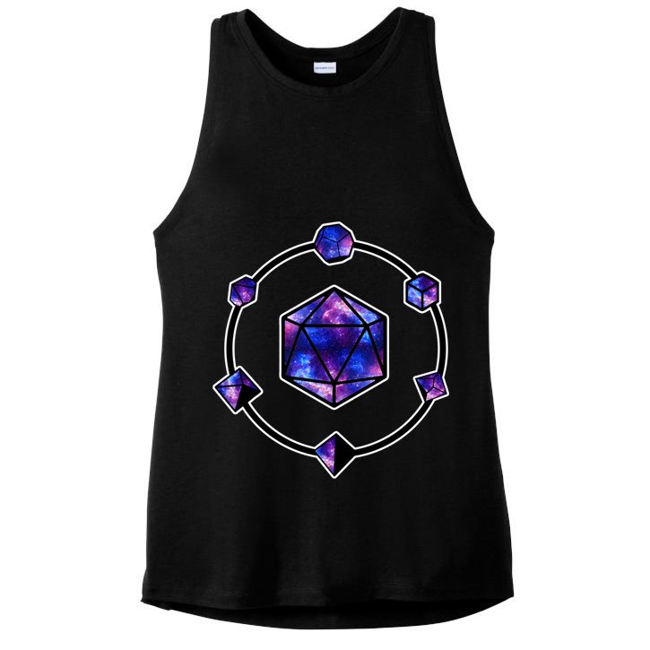 Polyhedral Dice Galaxy Circle Ladies PosiCharge Tri-Blend Wicking Tank