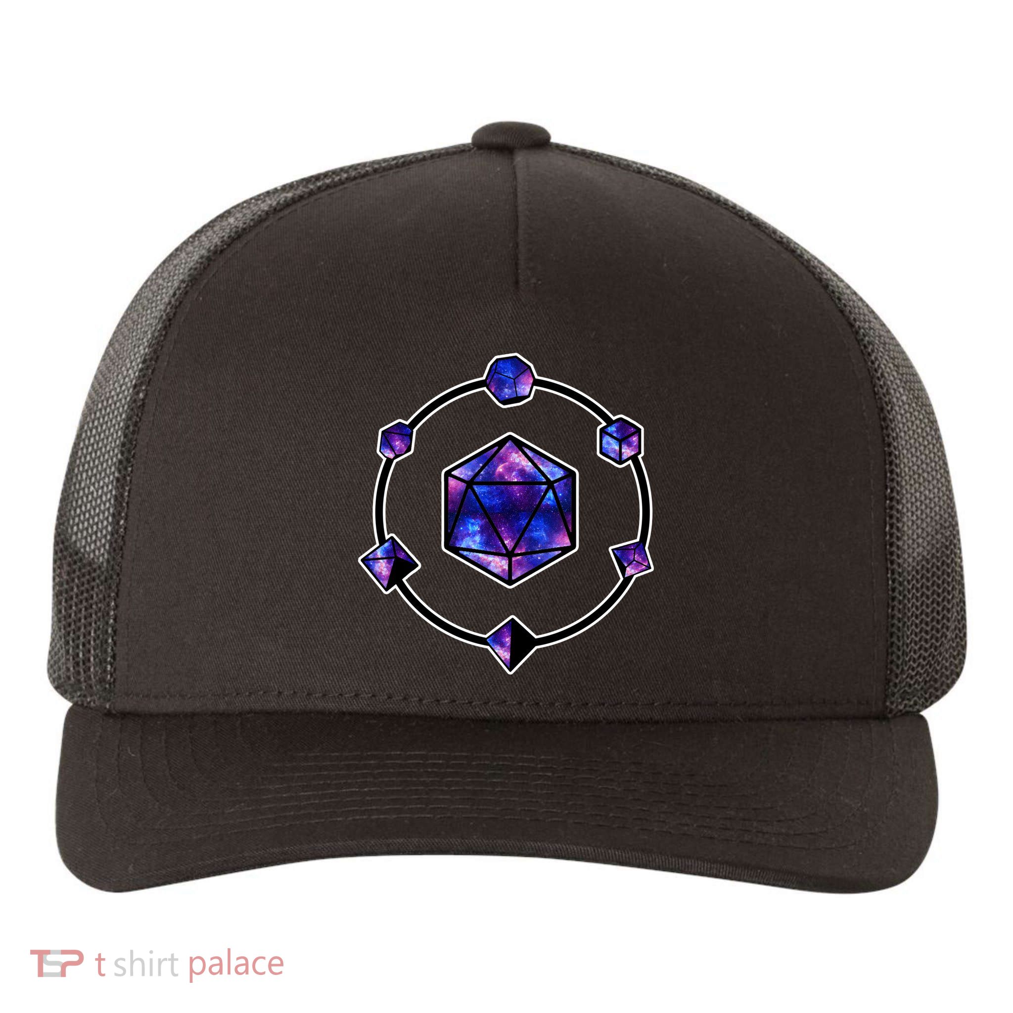 Polyhedral Dice Galaxy Circle Yupoong Adult 5-Panel Trucker Hat