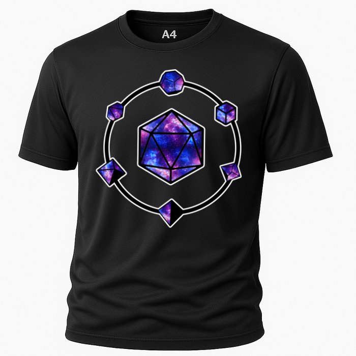 Polyhedral Dice Galaxy Circle Cooling Performance Crew T-Shirt