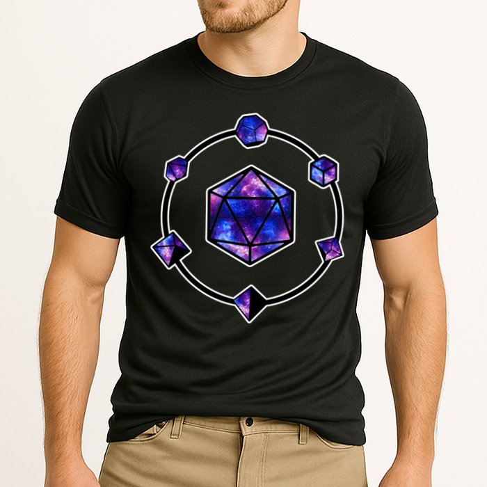 Polyhedral Dice Galaxy Circle Cooling Performance Crew T-Shirt