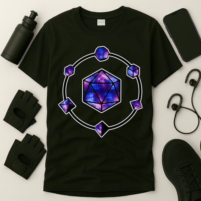 Polyhedral Dice Galaxy Circle T-Shirt
