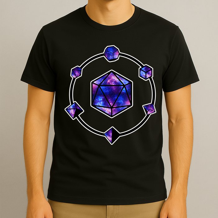 Polyhedral Dice Galaxy Circle T-Shirt