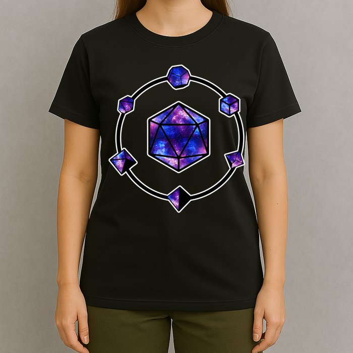 Polyhedral Dice Galaxy Circle T-Shirt