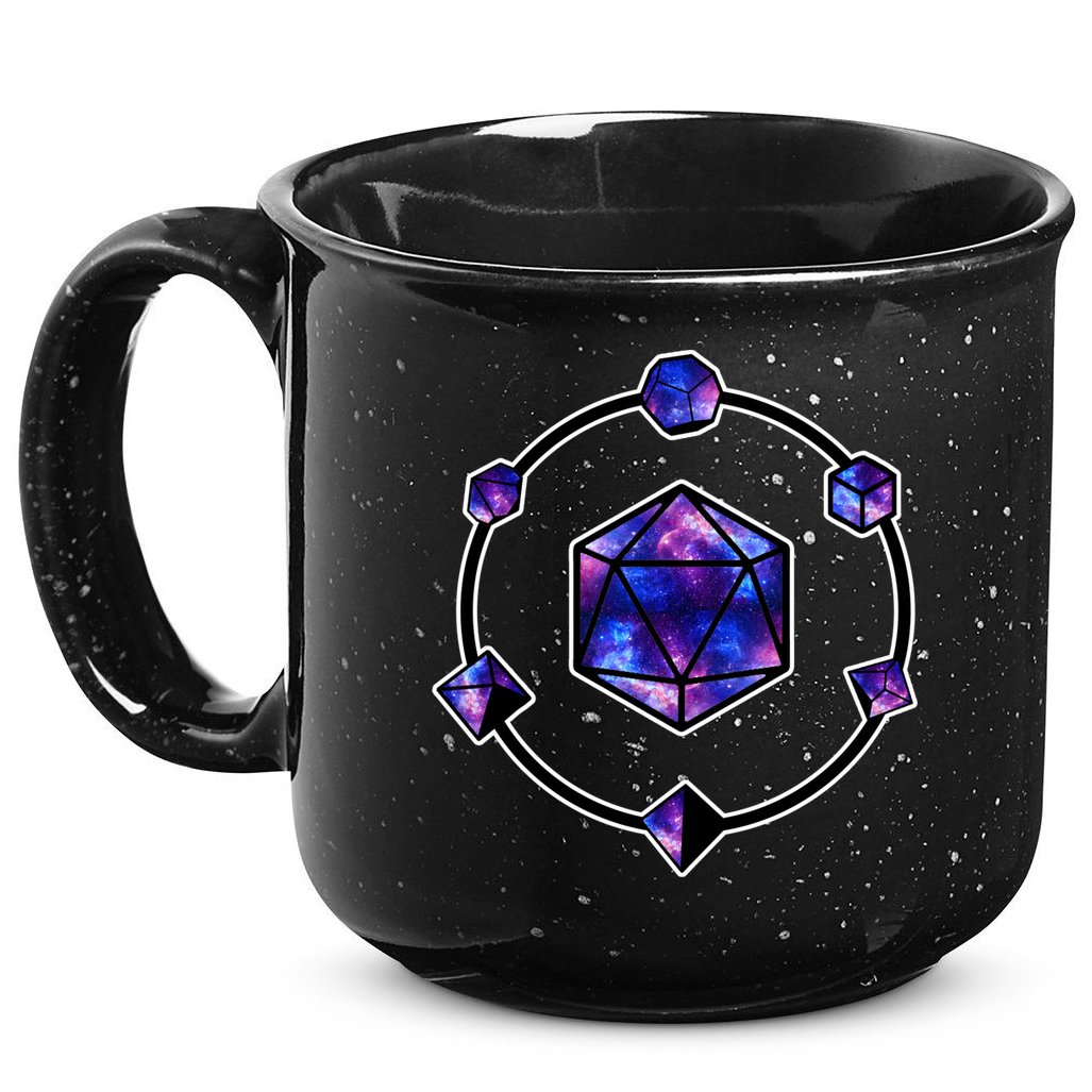 Polyhedral Dice Galaxy Circle 15oz Campfire Ceramic Mug