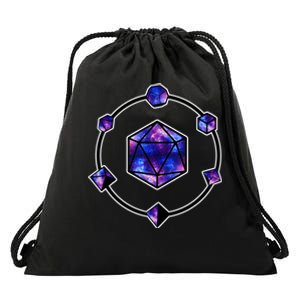 Polyhedral Dice Galaxy Circle Drawstring Bag