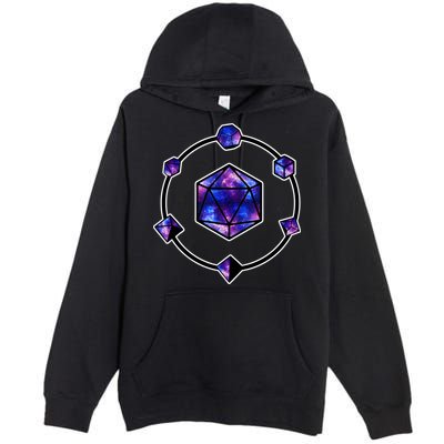 Polyhedral Dice Galaxy Circle Premium Pullover Hoodie