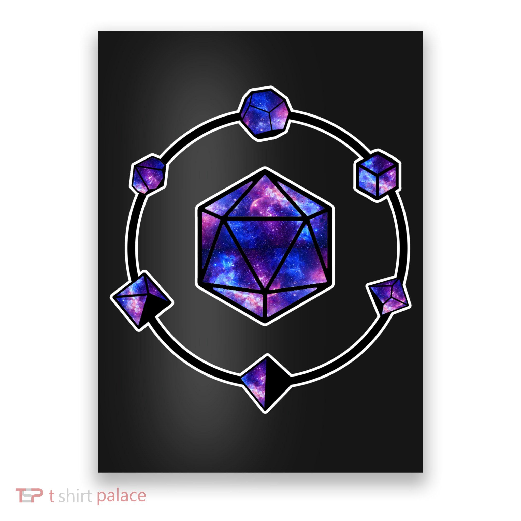 Polyhedral Dice Galaxy Circle Poster
