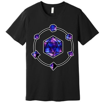 Polyhedral Dice Galaxy Circle Premium T-Shirt