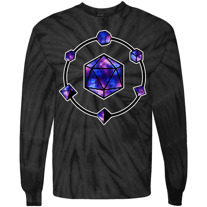 Polyhedral Dice Galaxy Circle Tie-Dye Long Sleeve Shirt