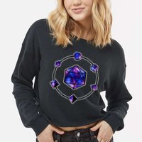 Polyhedral Dice Galaxy Circle Cropped Pullover Crew