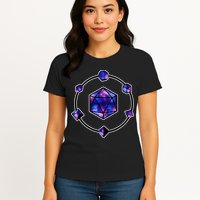 Polyhedral Dice Galaxy Circle Womens T-Shirt