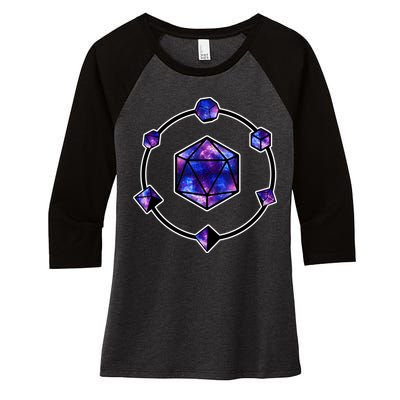 Polyhedral Dice Galaxy Circle Women's Tri-Blend 3/4-Sleeve Raglan Shirt