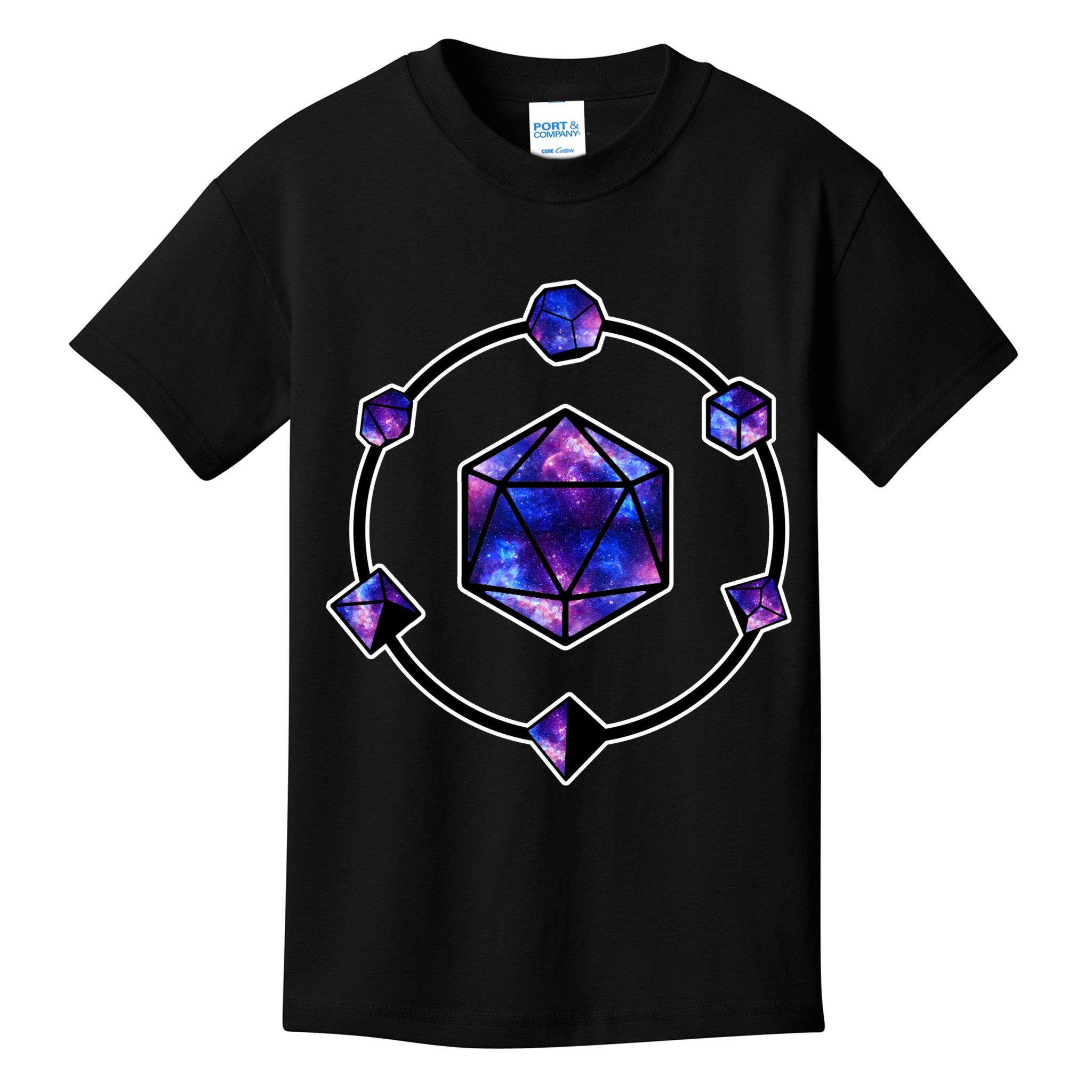 Polyhedral Dice Galaxy Circle Kids T-Shirt