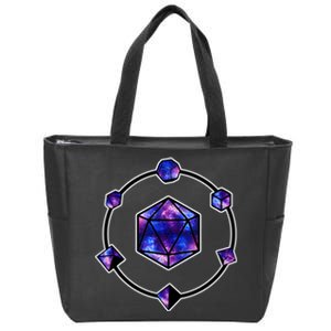 Polyhedral Dice Galaxy Circle Zip Tote Bag