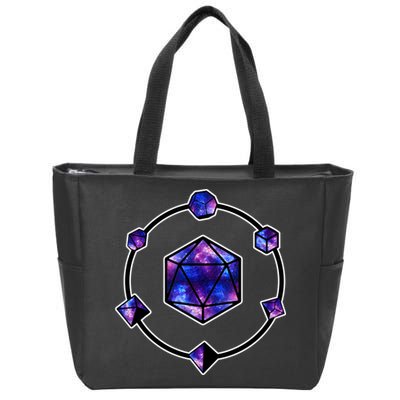 Polyhedral Dice Galaxy Circle Zip Tote Bag