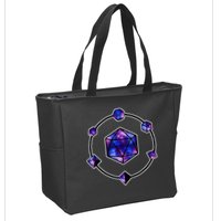 Polyhedral Dice Galaxy Circle Zip Tote Bag