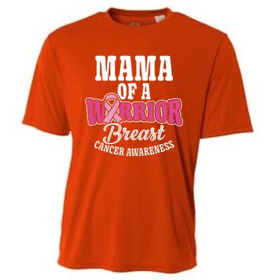 Pink October Mama Of A Warrior Breast Cancer Awareness Gift Cooling Performance Crew T-Shirt