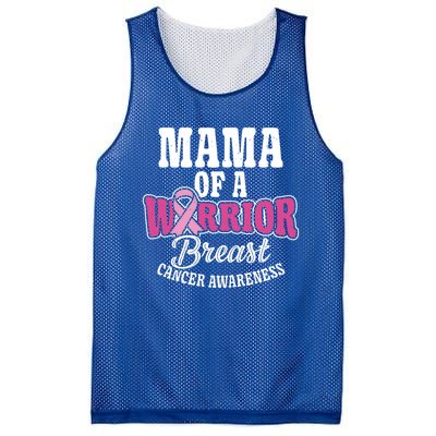 Pink October Mama Of A Warrior Breast Cancer Awareness Gift Mesh Reversible Basketball Jersey Tank