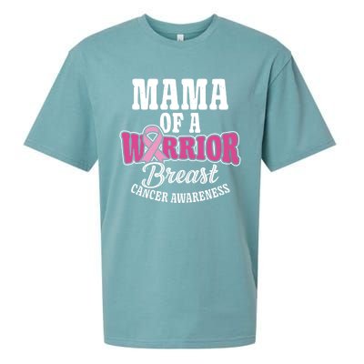 Pink October Mama Of A Warrior Breast Cancer Awareness Gift Sueded Cloud Jersey T-Shirt