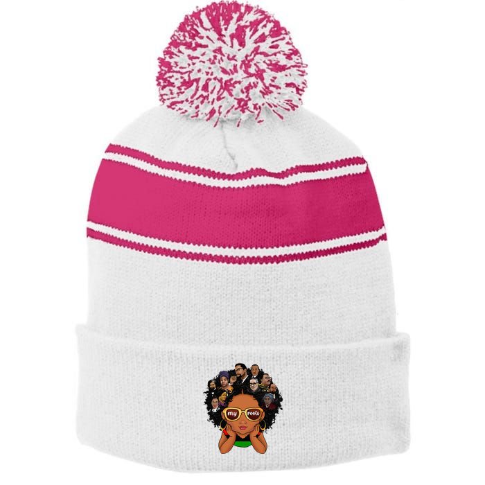 Proud Of My Roots Bhm Black Pride Black Melanin Stripe Pom Pom Beanie