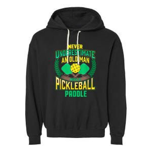 Pickleball Old Man Tee Funny Quotes Humor Sayings Retirement Garment-Dyed Fleece Hoodie