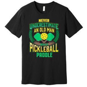 Pickleball Old Man Tee Funny Quotes Humor Sayings Retirement Premium T-Shirt