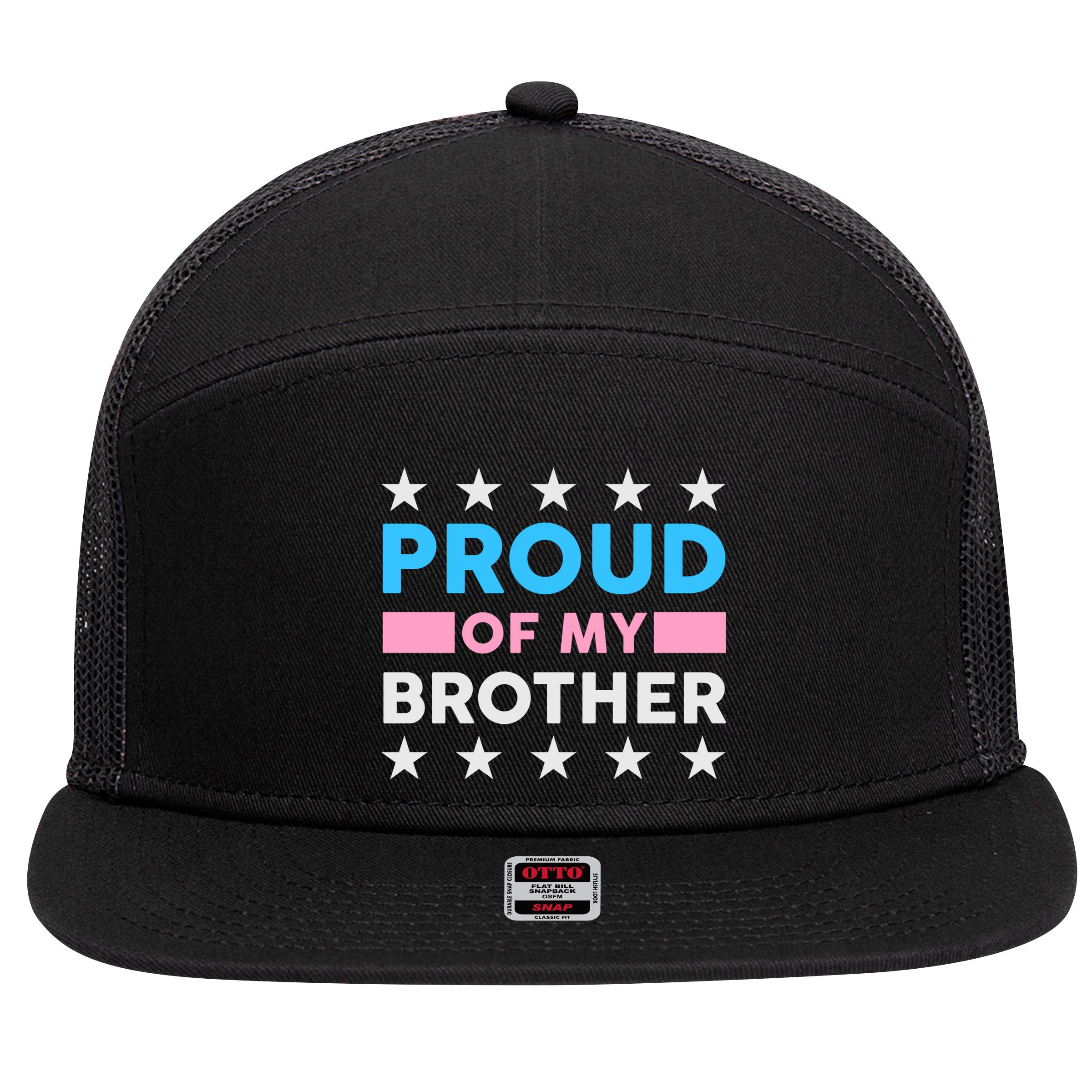 Proud Of My Brother LGBT Pride 7 Panel Mesh Trucker Snapback Hat