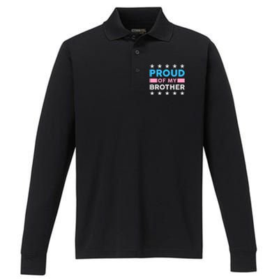 Proud Of My Brother LGBT Pride Performance Long Sleeve Polo