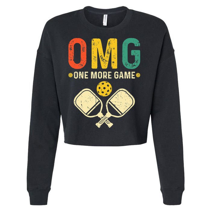 Pickleball One More Game Pickleball Player Cropped Pullover Crew