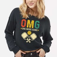 Pickleball One More Game Pickleball Player Cropped Pullover Crew